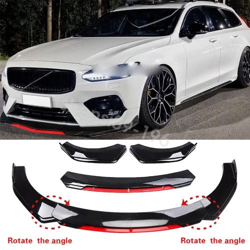 Glossy black red front bumper - black,